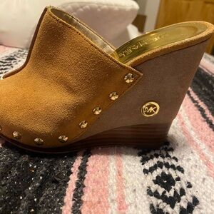 Michael Kors Brown Suede Wedge Mules